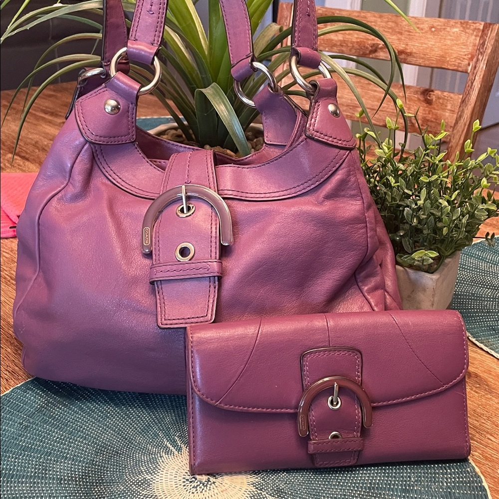 Coach Soho Lynn Purple Bag and Wallet Set